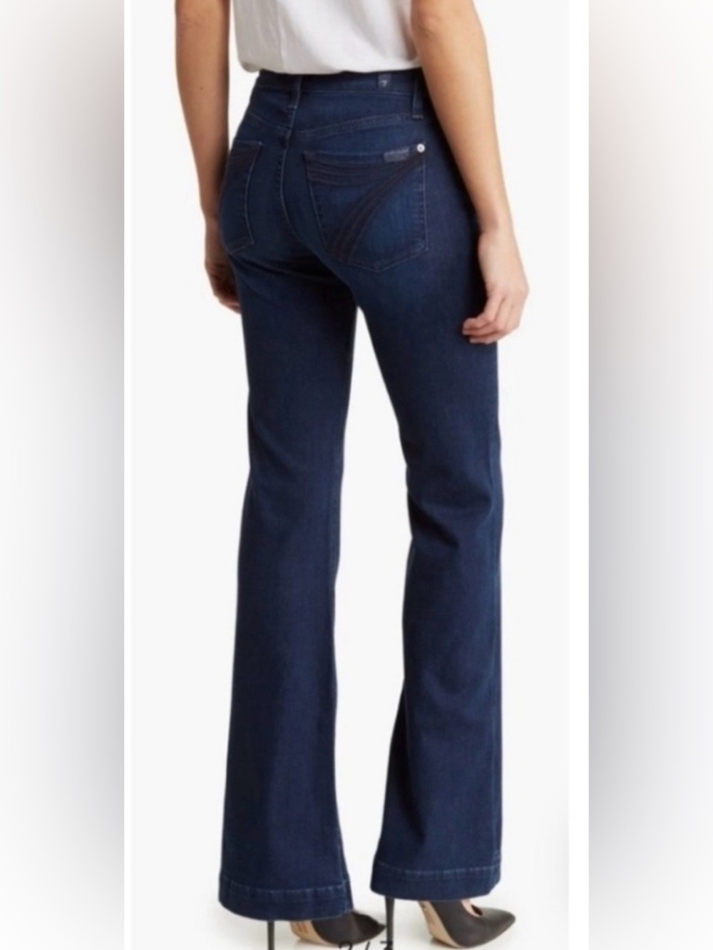 NWT 7 For All Mankind Dojo in Blue Black Santiago Jeans Flare Stretch Jeans 30